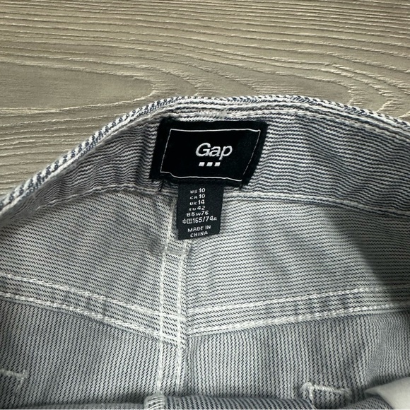 Gap Navy White Pinstripe Mini Skirt Cotton Blend High Waist Size 10 - Picture 3 of 5